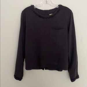 Anthropologie Cloth & Stone Gray Fringe Top Size S